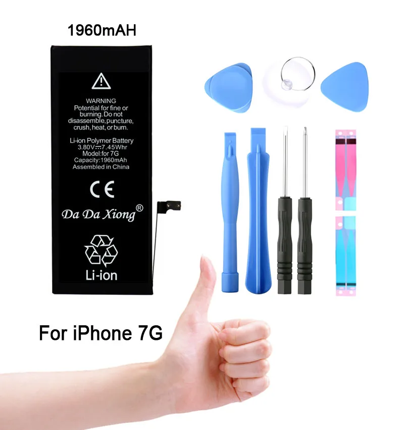 Da Xiong аккумулятор для Apple iPhone 7 7G 1960 мАч реальная емкость с машинными инструментами комплект сменные батареи
