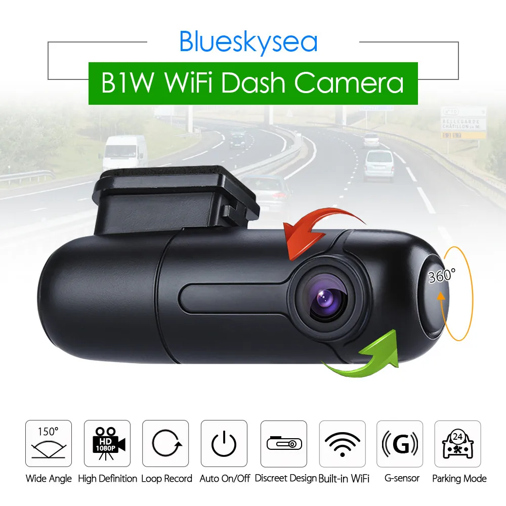 Blueskysea B1W HD 1080P WiFi Автомобильный видеорегистратор Sony IMX323 GM8135S Мини Камера с