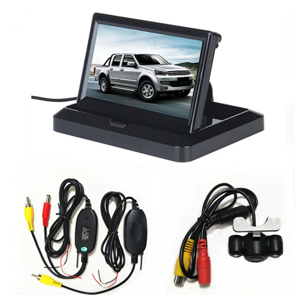 " TFT lcd HD800* 480 автомобильный монитор заднего хода парковочный Монитор складной дизайн+ Проводная или беспроводная камера заднего вида опционально - Цвет: With wireless cam03