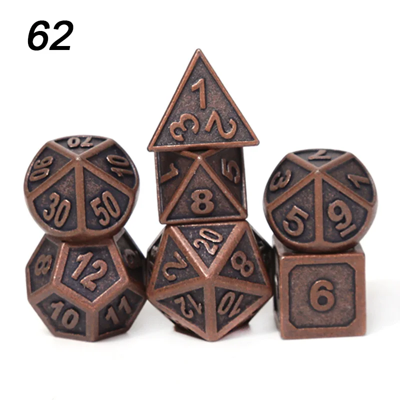Chengshuo rpg кости многогранные наборы металла dnd Подземелья и Драконы настольные игры цинковый сплав синий кубики цифровой узор d20 10 8 12 - Цвет: 62