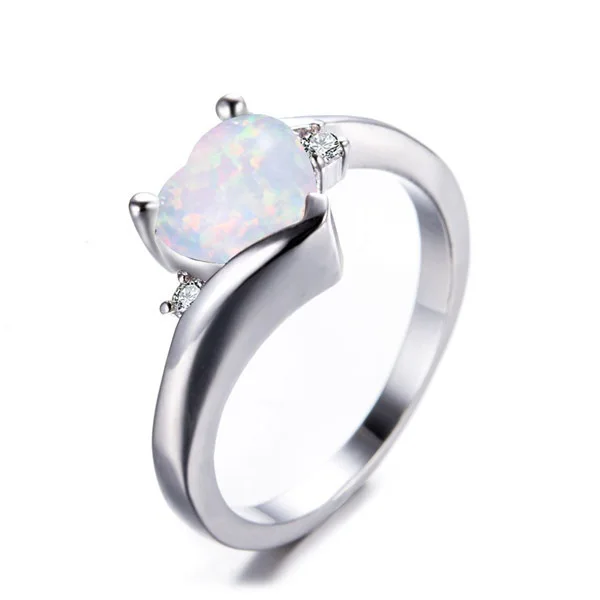 Женское серебряное кольцо Anillos 925, ювелирные изделия в форме сердца с огненным опалом, подарок на Рождество, день рождения, Свадебные обручальные вечерние кольца