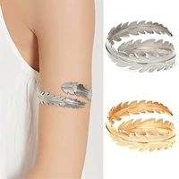 vintage gold color silver color leaf feather swirl snake arm cuff armlet armband big bangle for women bracelet jewelry