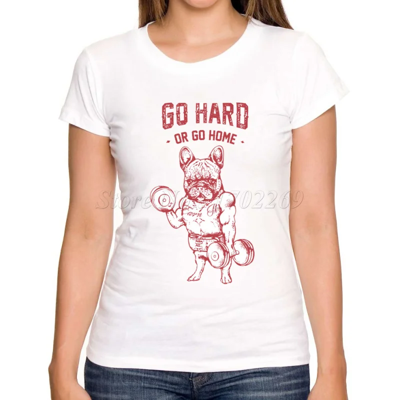 Go Hard Or Home "Животные Мопс дизайн для женщин модная футболка с принтом короткими