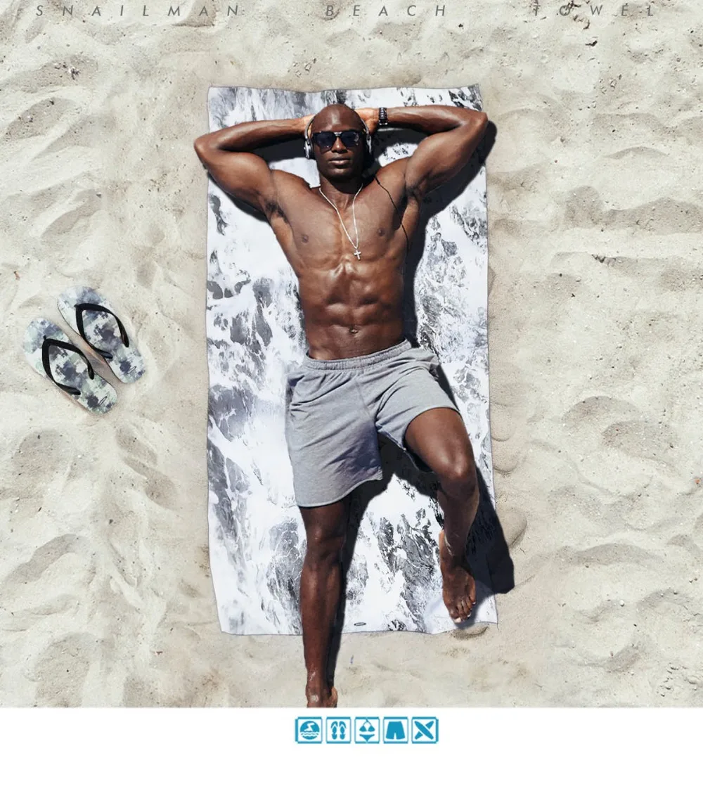 brand Surfing Compact Beach Towel Microfiber Travel Fitness Surfboard surf wave | Дом и сад