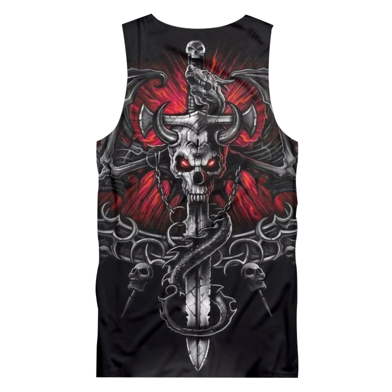 OGKB Новые летние топы мужские крутые майки с 3D принтом черепа хип хоп футболки без