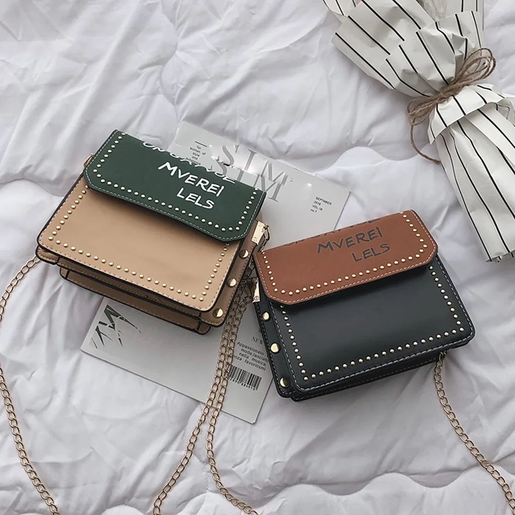 Женская сумка мессенджер винтажная из искусственной кожи с металлическими