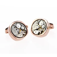 2016 hot sale non functional watch movement cufflinks round four corner french style cuff links for men wedding gift