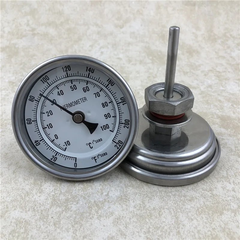Homebrew 0~ 220F градусный термометр для пива, " лицо и 2" зонд, 1/" MNPT, набор безшовных биметаллических термометров для чайника