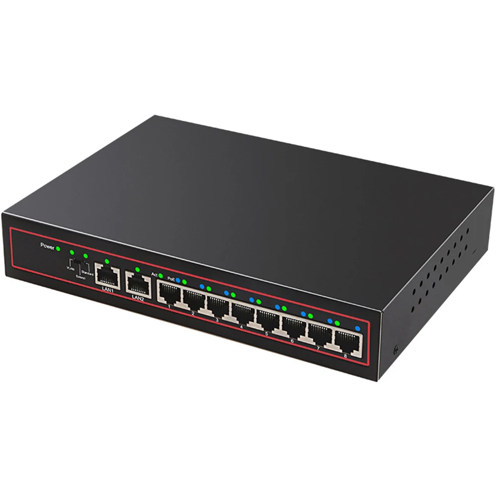 10 портов POE коммутатор 48 В питание через Ethernet сетевой коммутатор 8 PoE выключатель инъектор для ip-камеры/беспроводной AP/CCTV камеры системы