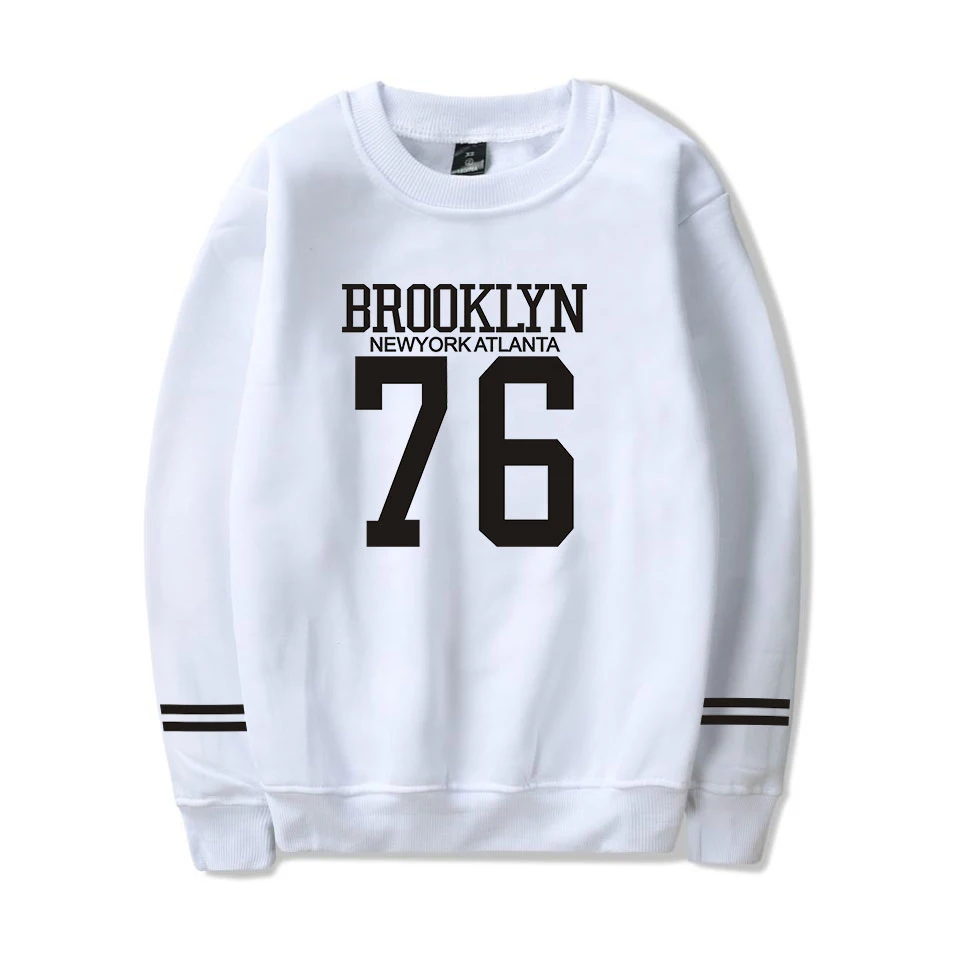 round neck hoodies Бруклин 76 толстовки с принтом мода Хип Хоп Уличная мода мужские женские толстовки без шапочки повседневные толстовки с длинным рукавом пуловер Топы - Цвет: round neck hoodies