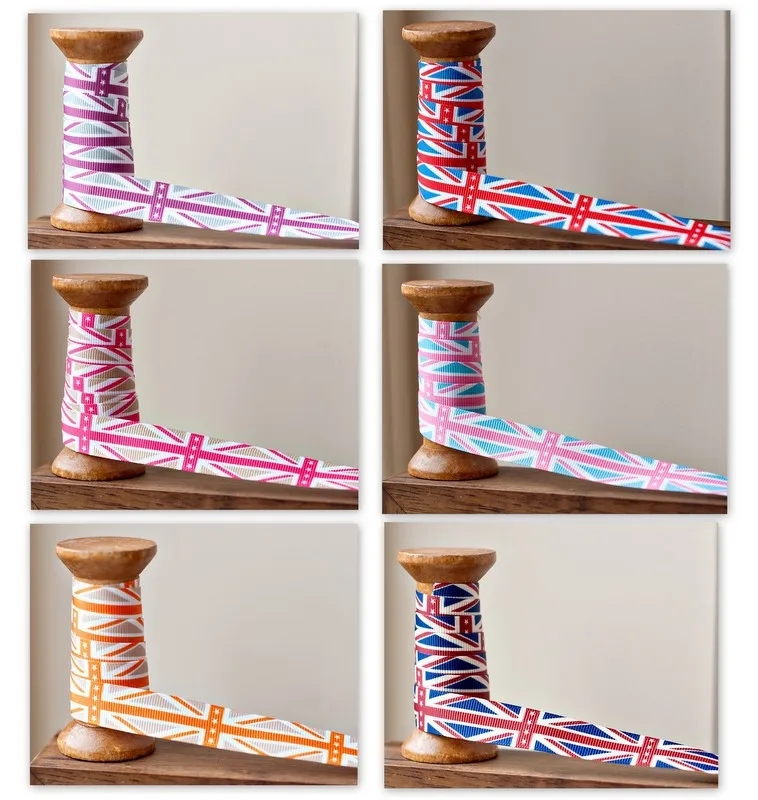 [IuBuFiGo] Free Shipping 5/8&quot 16mm England Flag Ribbon Grosgrain Printed DIY 100yard/lot | Дом и сад