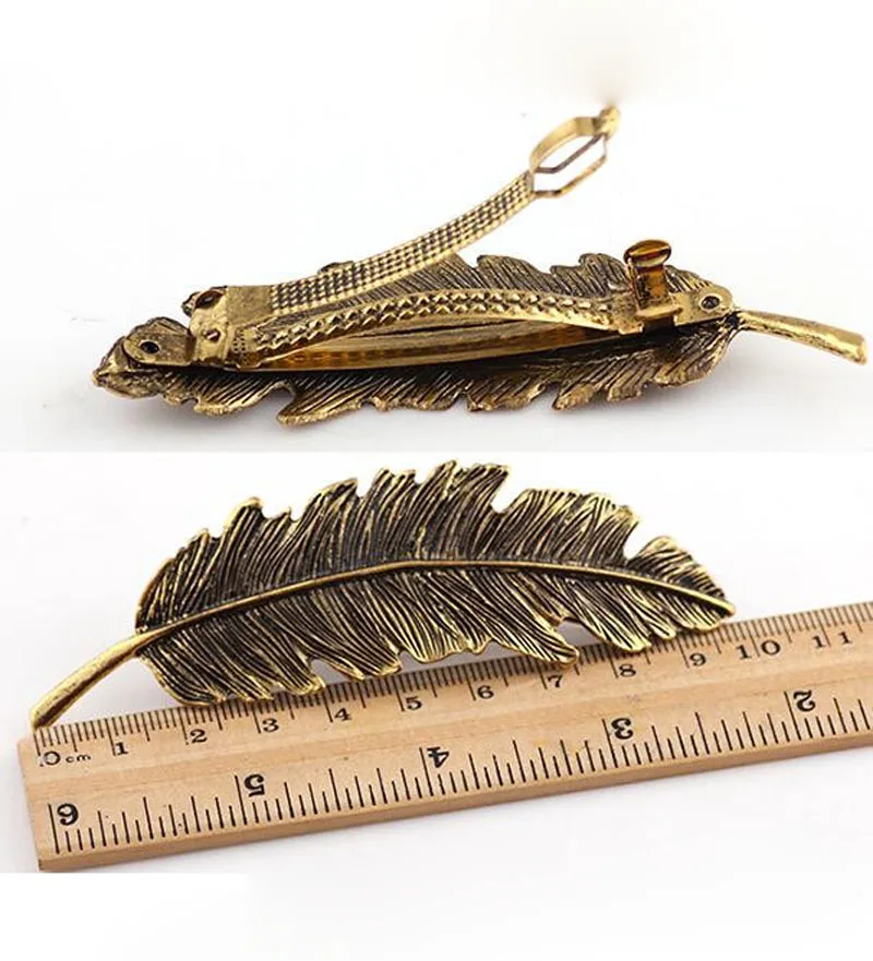 Женская Очаровательная металлическая большая заколка для волос в виде листьев