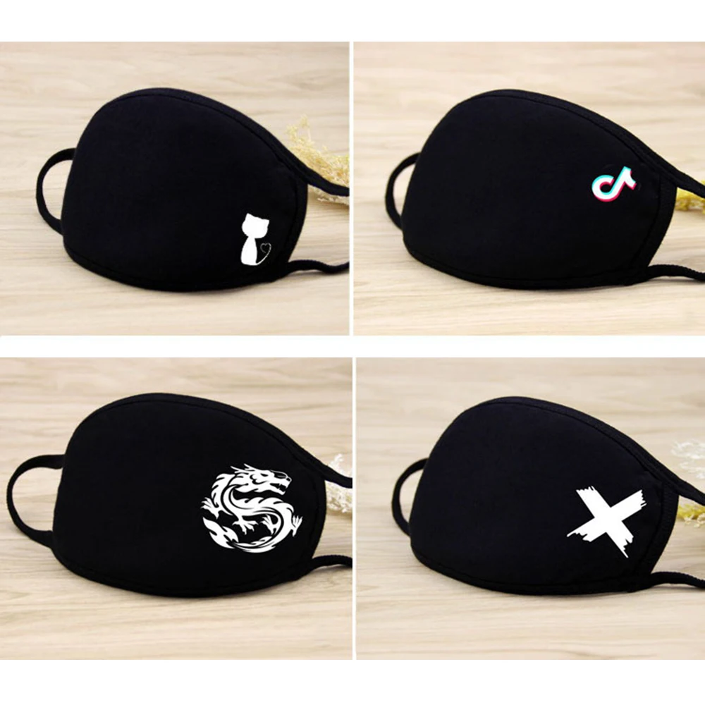 1 PC Unisex Black Mask Anti Dust Cotton Mouth Reusable Dustproof PM2.5 Pollution Half Cartoon Breathable Face | Красота и здоровье