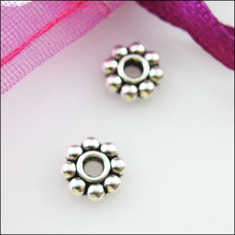 Новый 100 шт. Тибетский серебристый цвет крошечные бусин в форме маргариток