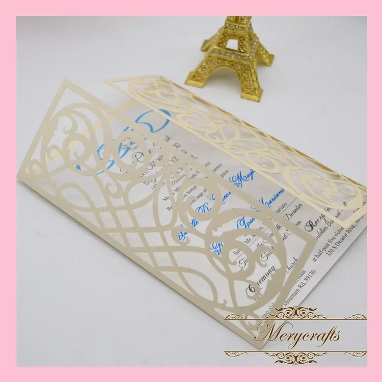 

Hot Sale 50pcs lot Delicate Craft Wedding Invitations Laser Cut Invitation Card