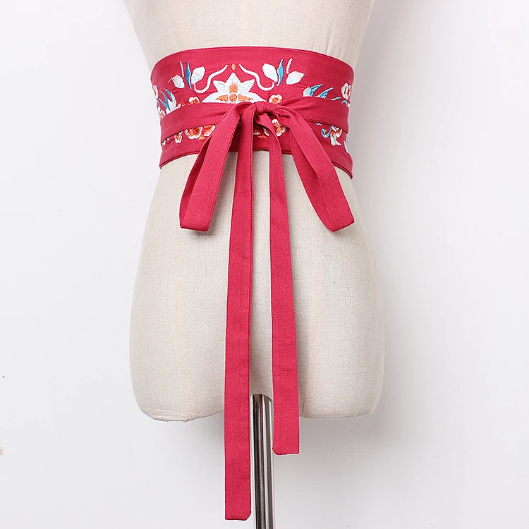 Китайский hanfu вышивка модная юбка-Стиль Пояс Женская широкая декоративная