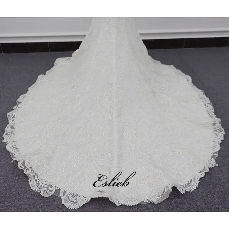 

Glamorous Appliques Chapel Train Mermaid 2019 Fashion Illusion Neck Long Sleeve Bridal Dress Vestido de Noiva Wedding Dress