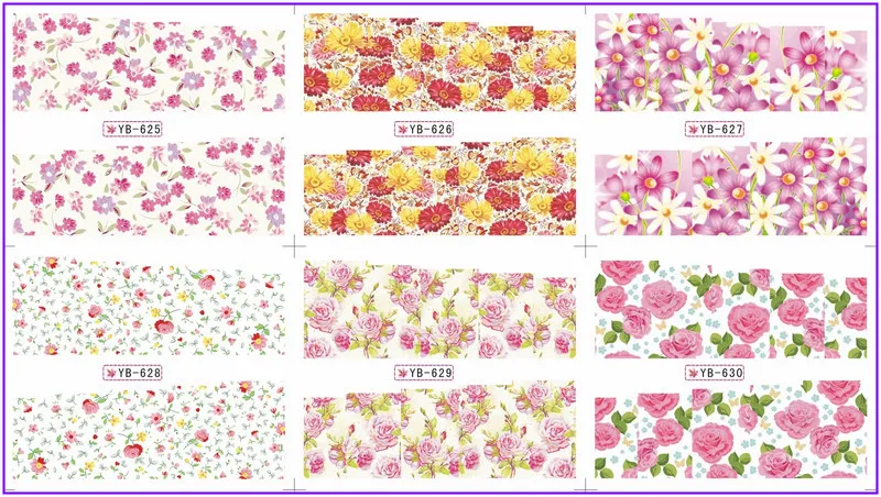 

6 PACK/ LOT WATER DECAL NAIL ART NAIL STICKER FULL PAGE ROSE DAISY FLOWER YB625-630