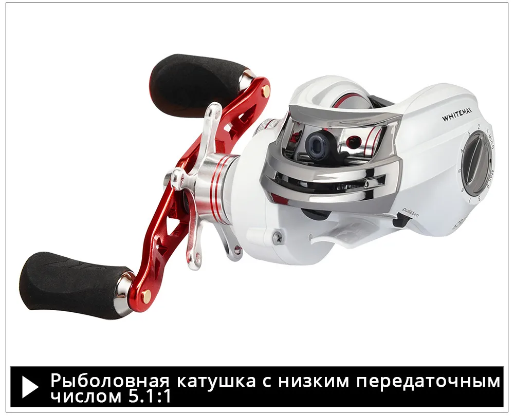 KastKing whitemax 8 кг/17.6LB двойной Тормозные системы Рыбная ловля катушки 12ball Подшипники 5.3: 1 идеальный низкой Шестерни отношение Baitcasting катушка