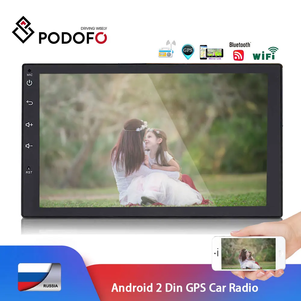 Podofo Android 2 din автомагнитола 7 &quotАвторадио мультимедийный плеер gps Bluetooth зеркальная