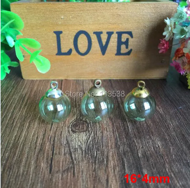 Бесплатная доставка 100 комплектов в партии 16 мм зеленый стеклянный шар с 4