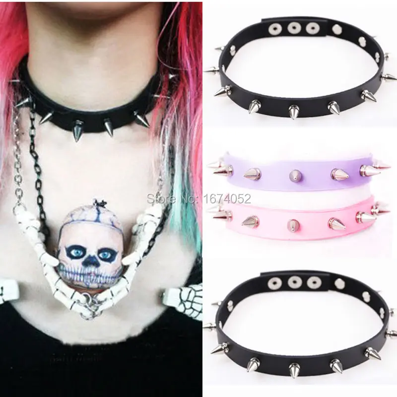 Модные ювелирные изделия ручной работы в стиле панк фетиш шипы воротник кожаный
