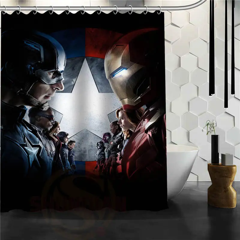 Коричневый Пользовательские Мстители, Marvel hero занавески для душа Новые Большие европейские и американские большие идеи печать издание полиэстер занавески для ванной - Цвет: Коричневый
