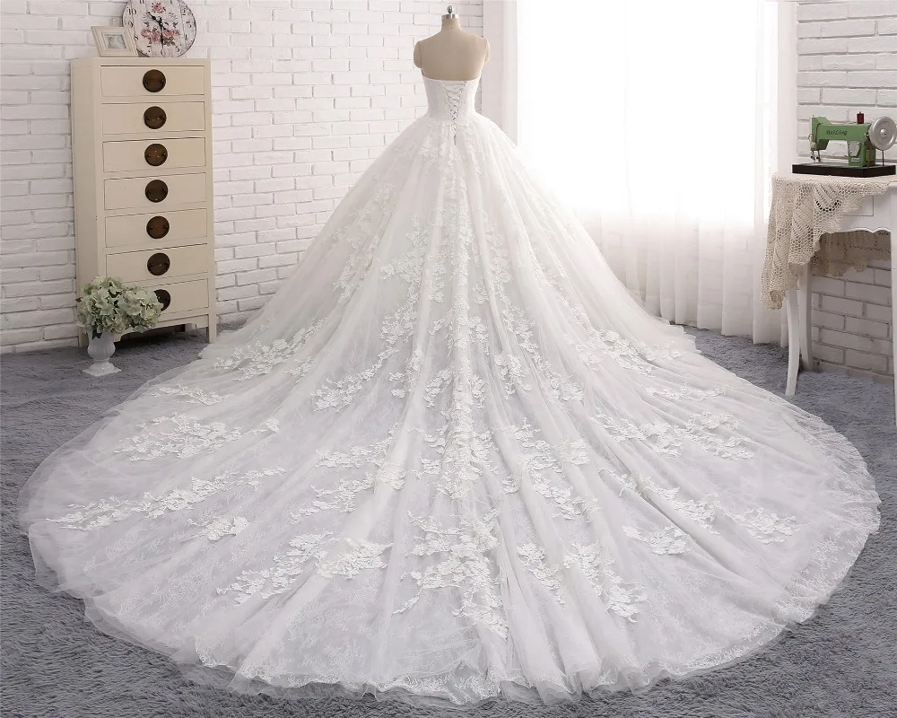 Винтажное свадебное платье со шлейфом и длинной талией 2018|ball gown wedding dresses|vintage