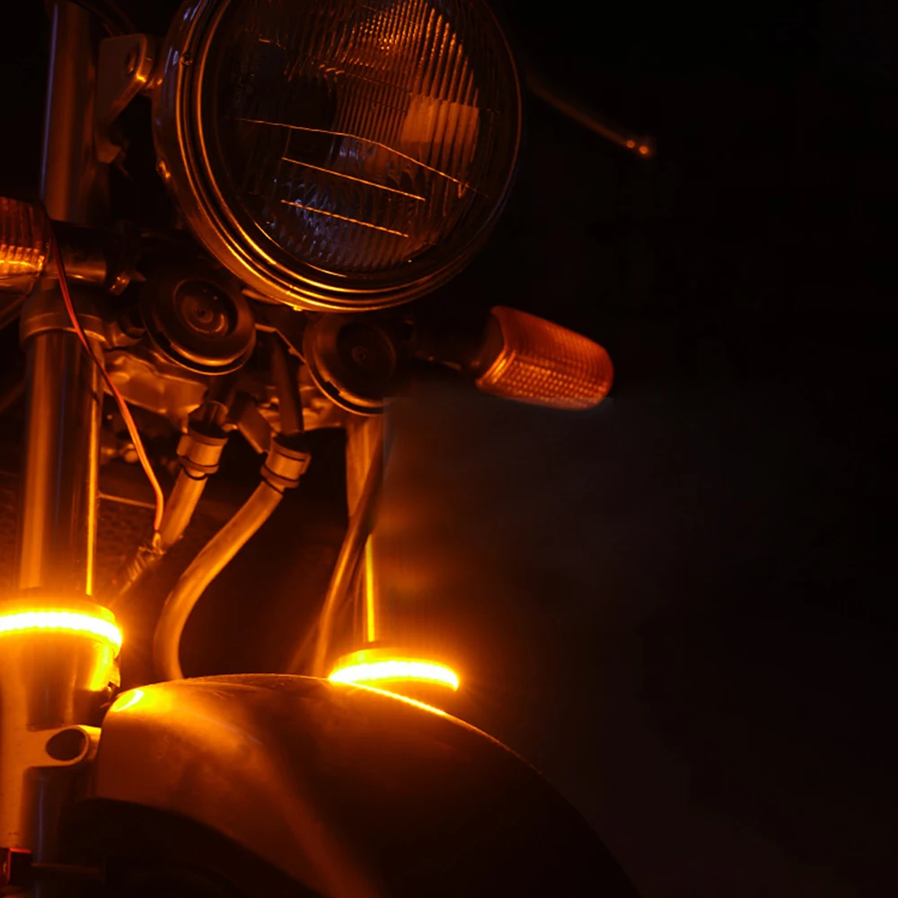 Universal Motorcycle Turn Signal Light Whims LED Steering 24SMD Lamp Shock Blinking Absorber Ring Propulsion Bobber for Harley |