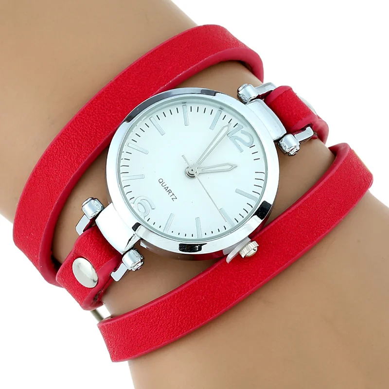 Женские наручные часы Gnova платиновые с большим ремешком из искусственной кожи