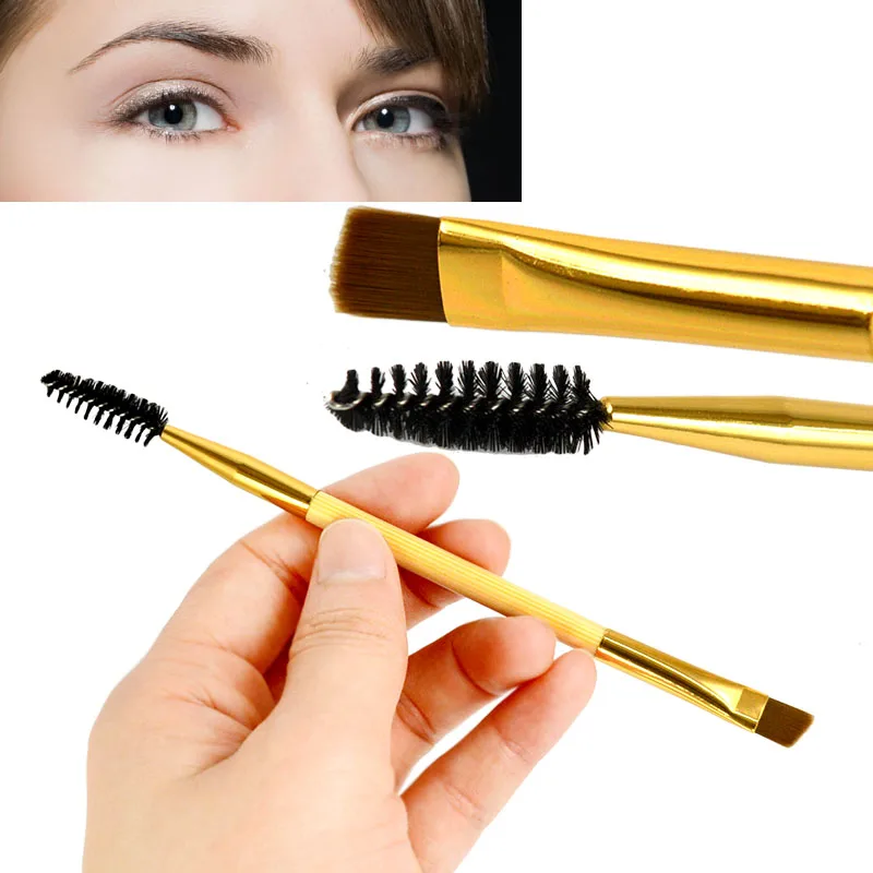 1 шт. высокое качество инструмент макияж бамбук ручку дважды брови кисти + гребень