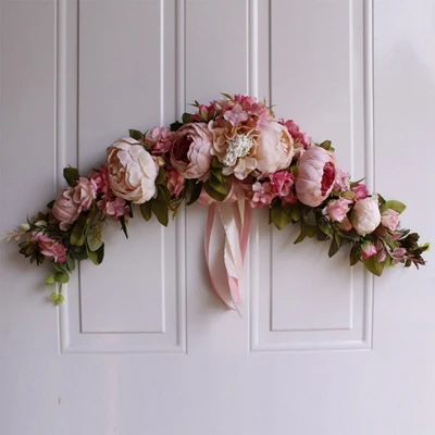 C pink Свадьба Рождество моделирование DIY искусственная Цветочная Гирлянда набор венков гирлянда для двери дома вечерние украшения сада венок поддельные цветы - Цвет: C pink