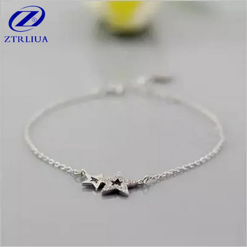 

New Arrival High-quality Silver Plated Jewelry Fashion Micro-mosaic Crystal Pentagonal Star Female Bracelets SB51
