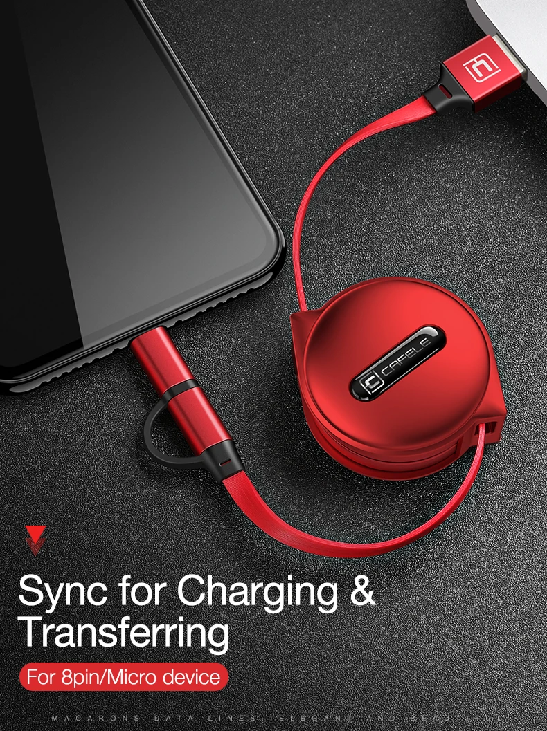 CAFELE 2 в 1 Выдвижной USB кабель для быстрой зарядки для iPhone X Xs Max 8 7 6s plus micro для samsung xiaomi huawei 100 см