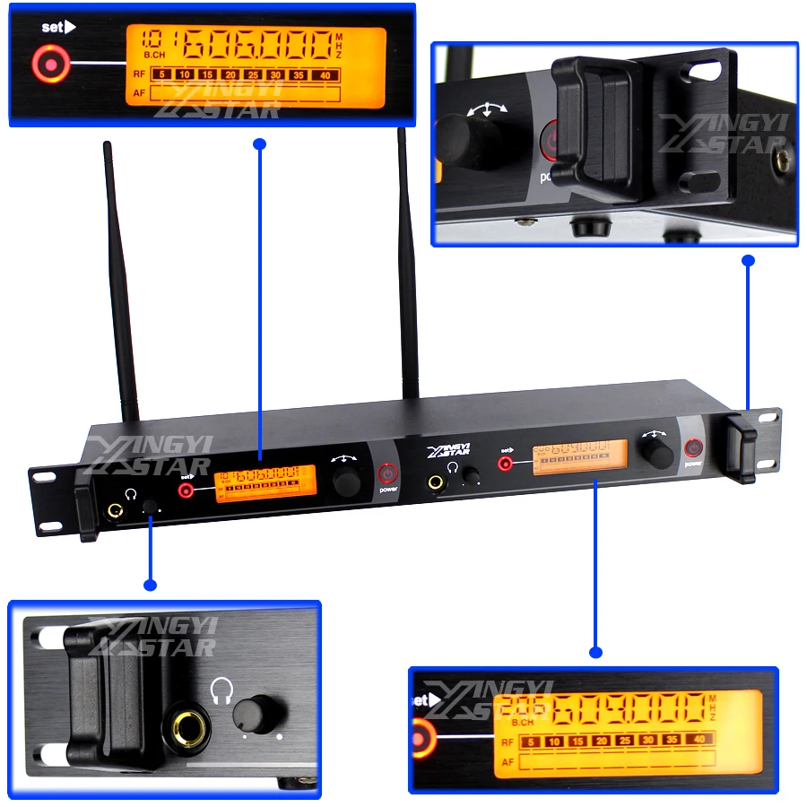 저렴한 무선 이어 모니터 전문 무대 모니터링 시스템 6 개의 바디 팩 수신기 이어폰에서 하나의 무선 송신기 모니터