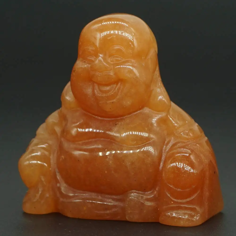 

1.4" Natural Red Aventurine Maitreya Buddha Stone carved Figurine Crafts Lucky Chakra Healing Reiki