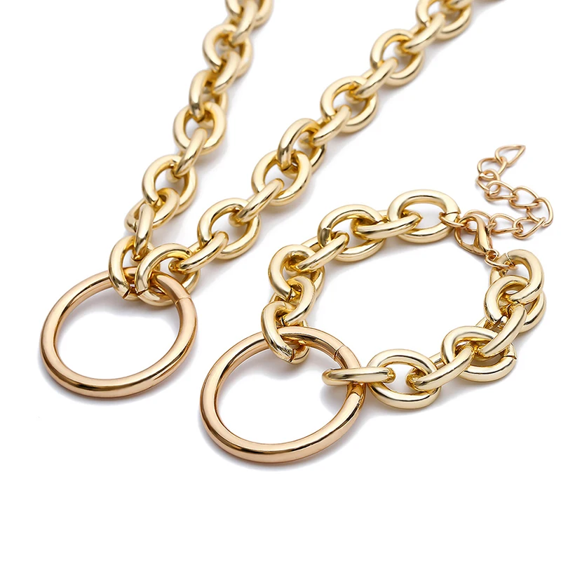 Панк массивная цепочка Ожерелье для женщин Винтаж Элегантный новый дизайн