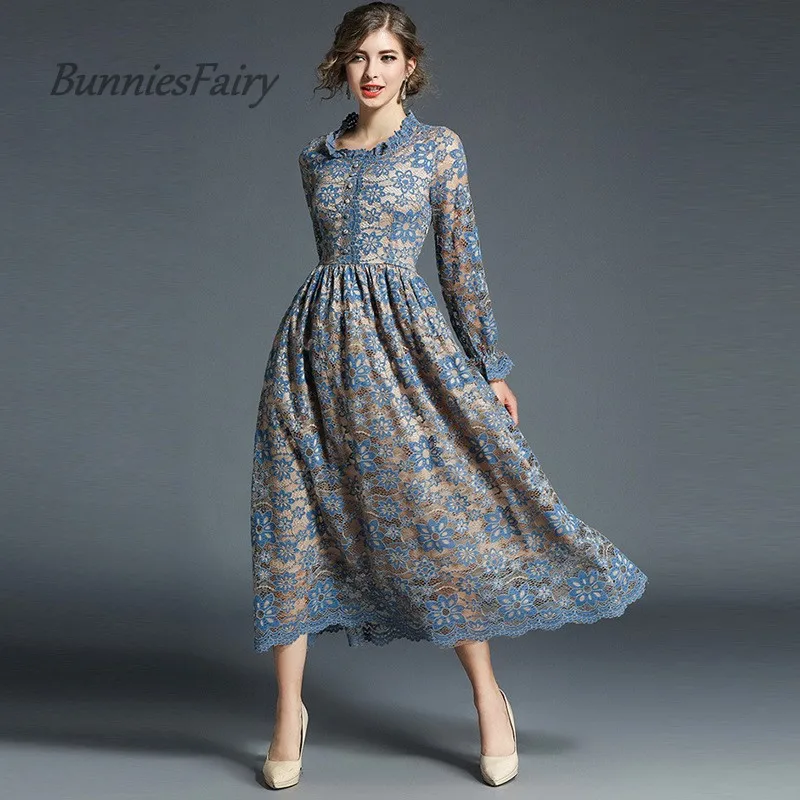 BunniesFairy 2018 весеннее Новое Женское платье с расклешенными рукавами и круглым