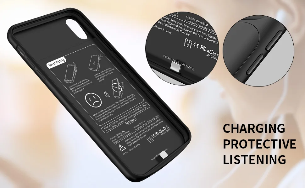 NEWDERY Модернизированный для iphone Xs аккумулятор max чехол Qi Беспроводная зарядка совместимый, 6000 мАч чехол с внешним зарядным устройством для iphone xs max