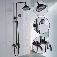 wall mounted rainfall shower faucet set mixer tap 8 rain shower head with hand shower head bath shower sets kd409