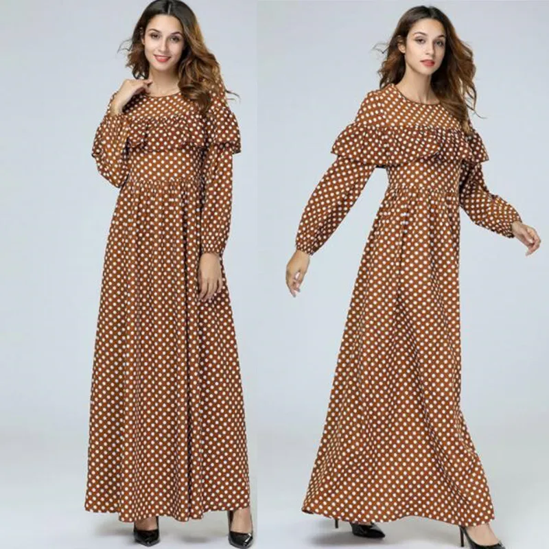 Polka Dot абайя арабское исламский мусульманский платье хиджаб Абая для женщин Катар