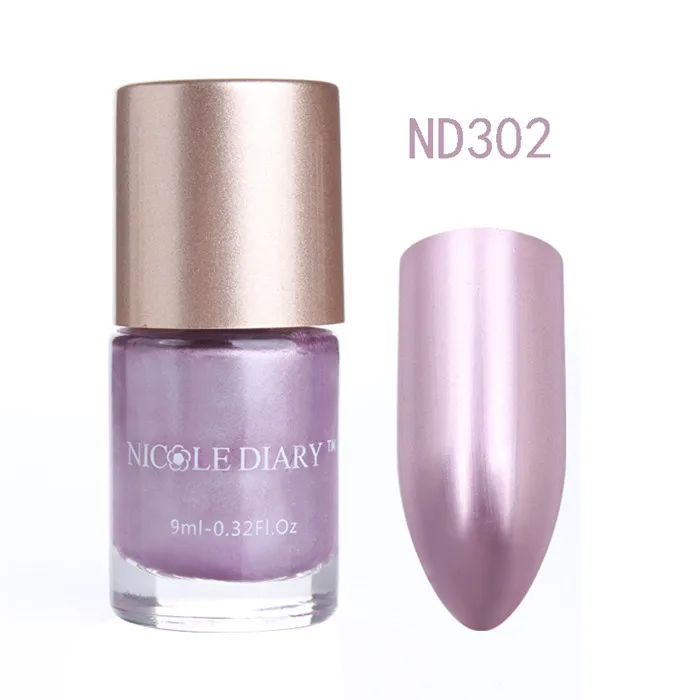 Metallic ND302 NICOLE DIARY 9ml Nail Polish Chameleon Metallic Jelly Holographic Polish Shiny Flakies Sequins Manicure Nail Art Lacquer Varnish - Цвет: Metallic ND302