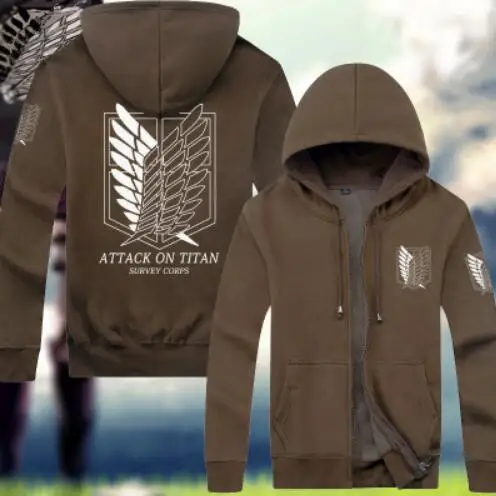 Атака Титанов Толстовка Shingeki no Kyojin 3xl зимнее пальто Косплей Eren куртка Levi для