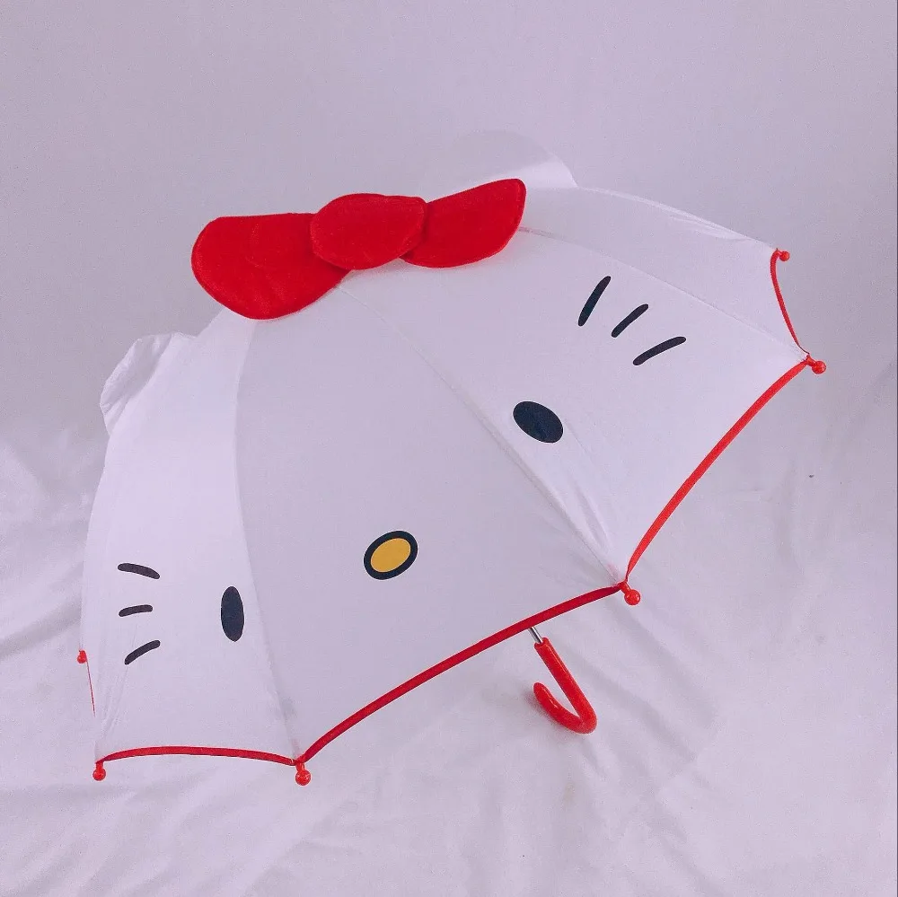 Милый мультяшный детский аниме-зонтик hello kitty, креативный длинный детский зонтик для мальчиков и девочек, детский студенческий белый зонтик