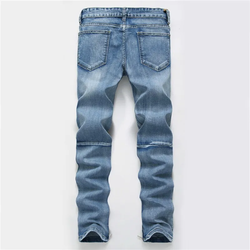 

jeans Men's great damage to the feet zipper height, street jeans men's elastic trousers 8533
