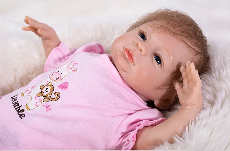 46 см reborn силиконовые детские куклы розовая одежда настоящий вид bebe живая кукла
