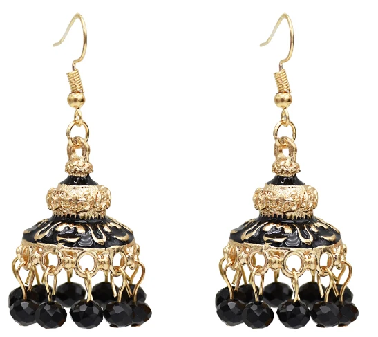 5080 BK Этнические серьги Jhumka для Для женщин из индийской смолы из бисера с бахромой, с кисточками серьги афганских пакист Египет Свадебные Pendientes - Окраска металла: 5080 BK