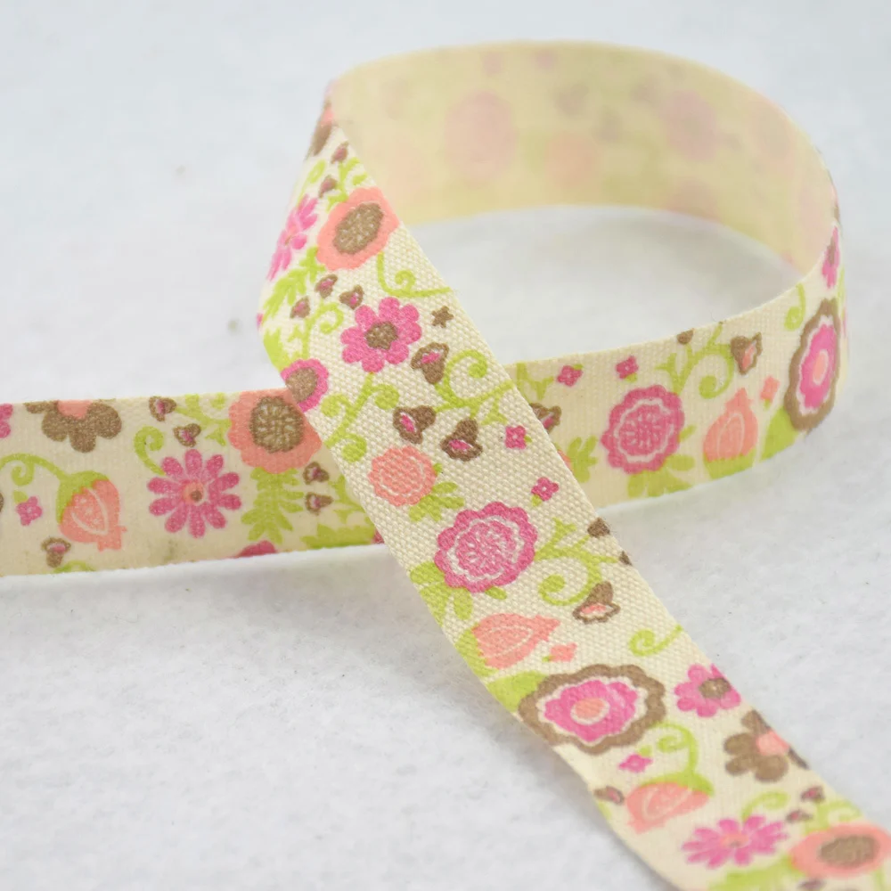 15mm width flower printed ribbons cotton Grosgrain ribbon lace satin DIY hairbow accessories gift package #3464 | Дом и сад