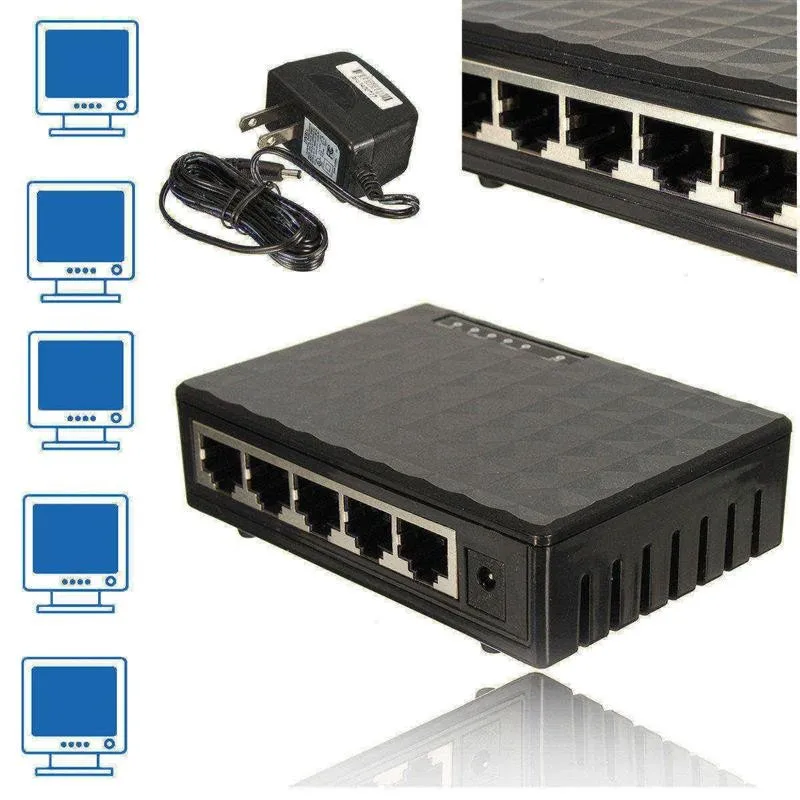 10/100/1000 Мбит/с 5 Порты коммутатор Gigabit Ethernet концентратор пластиковый