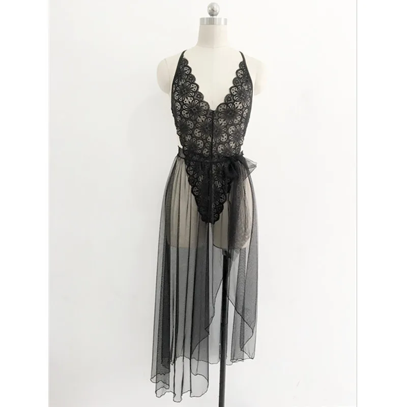2 шт., сексуальное женское белье, платье Babydoll, длинная ночная рубашка, женское прозрачное Эротическое белье размера плюс XXL, сексуальное кружевное нижнее белье, одежда для сна